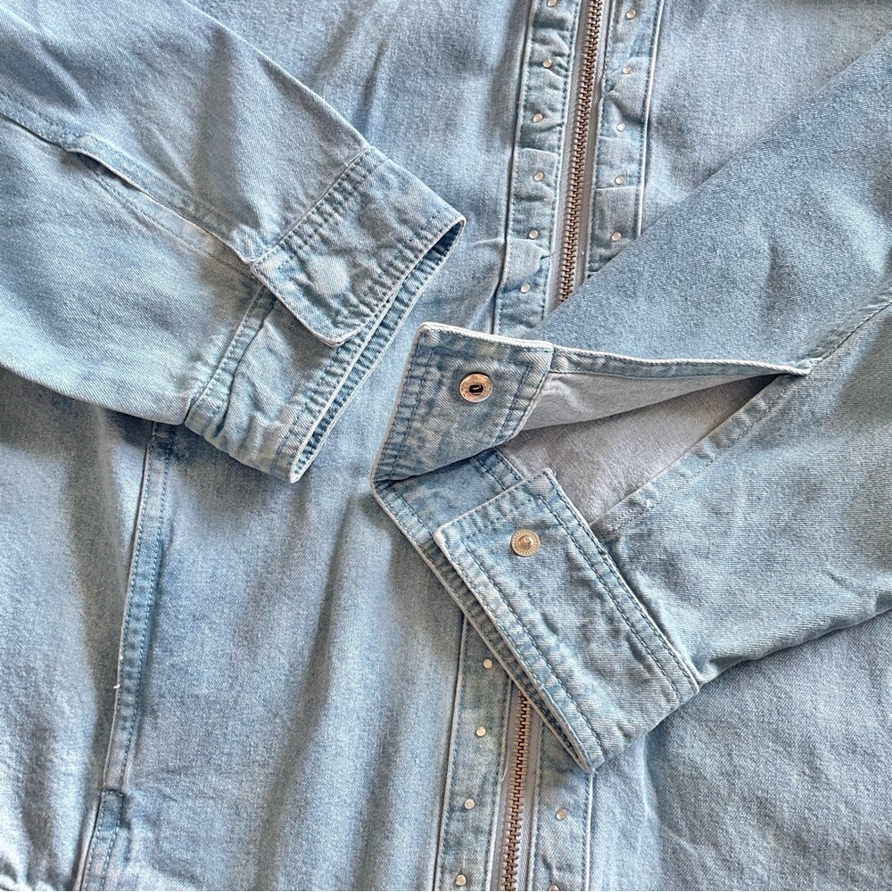 C.D. Daniels Denim Shirt Women’s 1X Blue Zip Up Rhinestone Pockets VTG Cottage - Picture 8 of 16